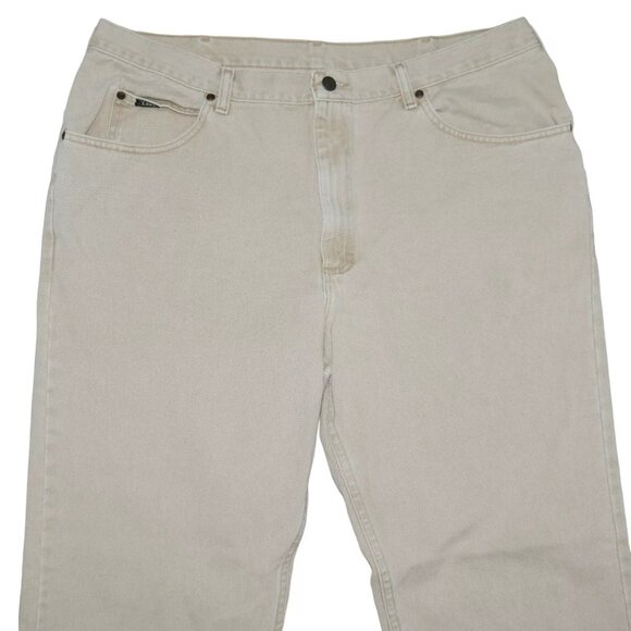 Vintage Lee Relaxed Fit Straight Leg Denim Jeans Men's Size 42x30 Beige Tan - Picture 4 of 6